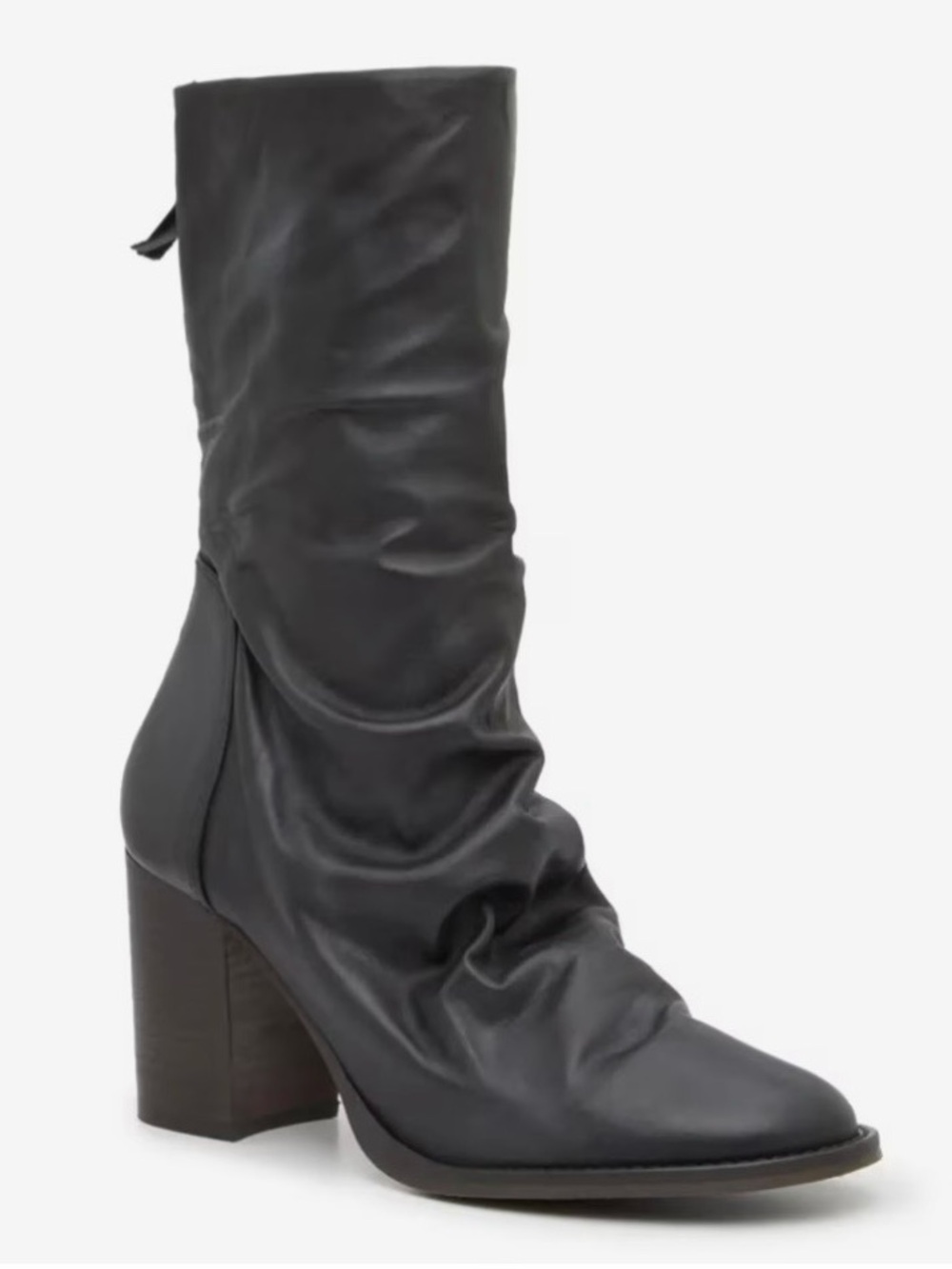 Free People Elle Black Leather Mid-Calf Boots